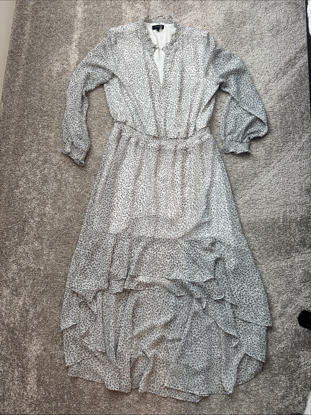 1. State Light Gray Printed High-Low Maxi Dress